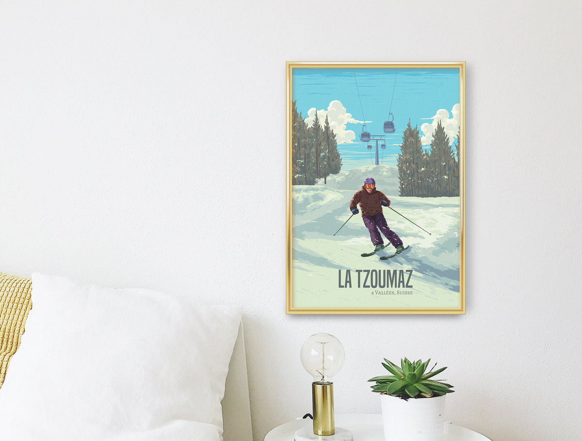 La Tzoumaz Switzerland Ski Resort Travel Poster Bucket List Prints