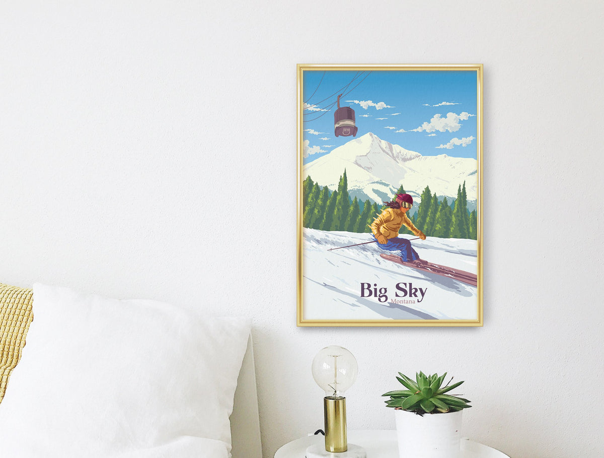 Big Sky Montana Ski Resort Travel Poster – Bucket List Prints