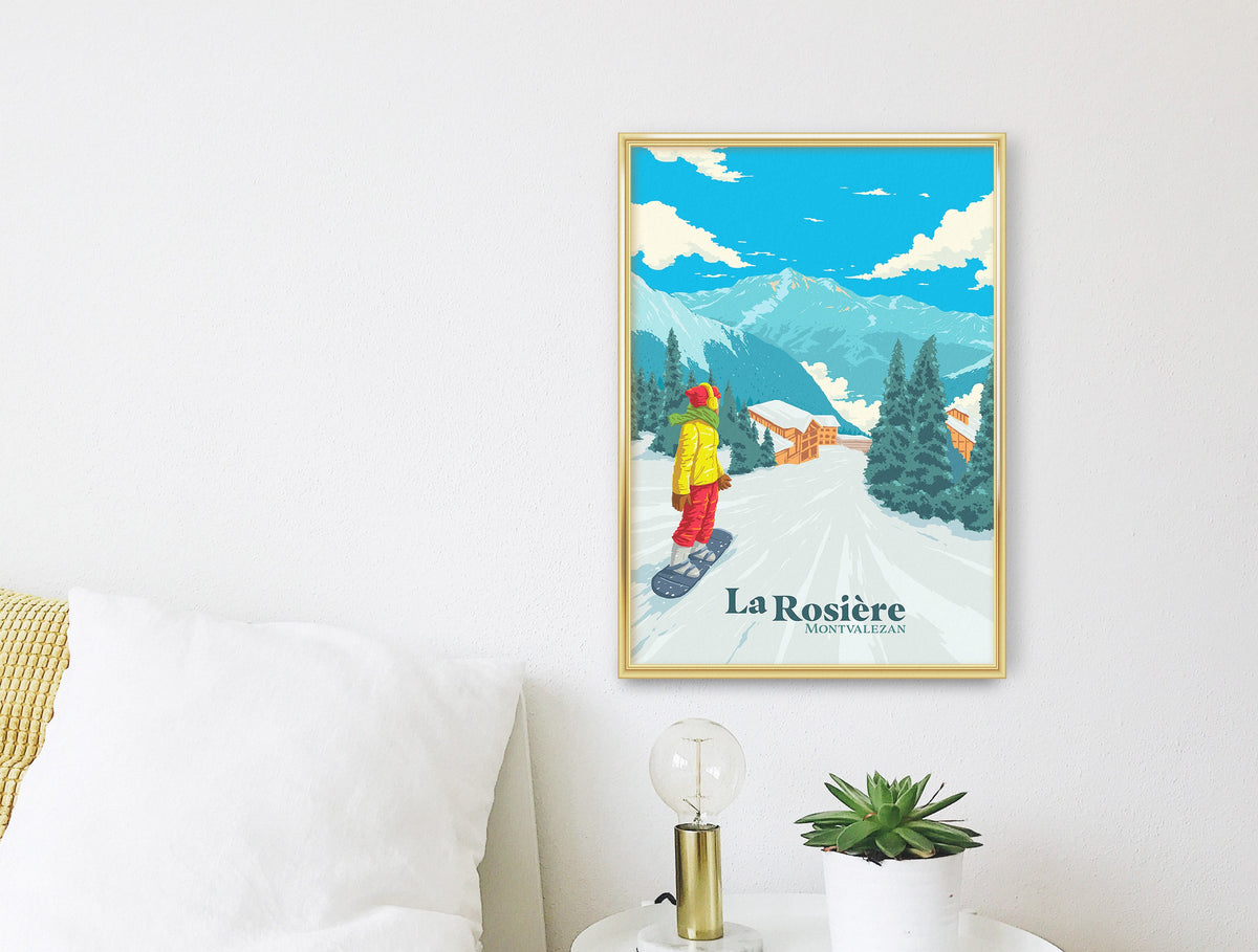 La Rosiere Snowboarding Travel Poster Bucket List Prints