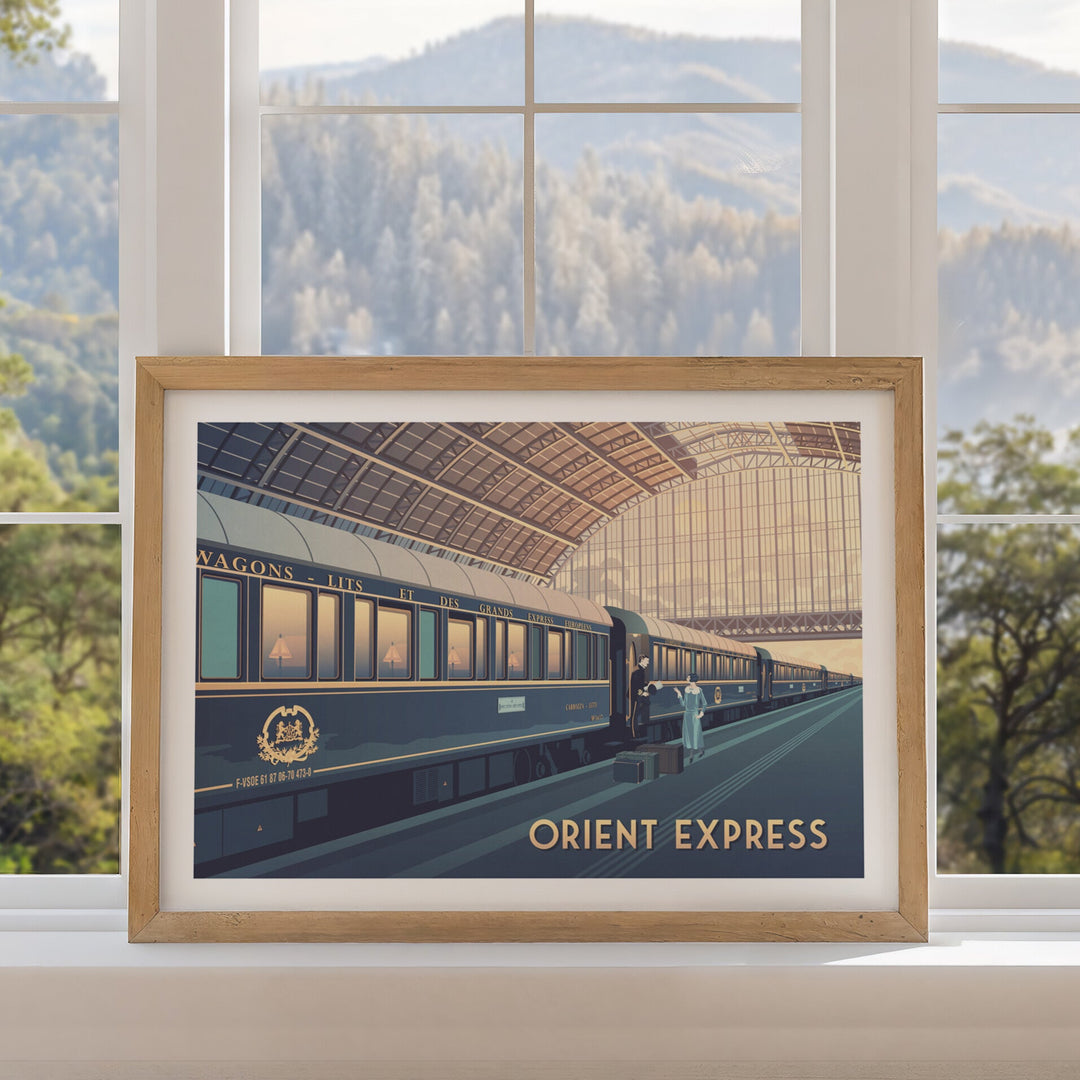 Train and Railway Posters. A collection of travel posters featuring iconic trails and railway journeys such as the Orient Express and the Flying Scotsman.