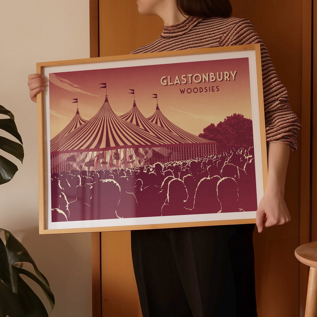 Music Festival Posters. A collection of art prints celebrating iconic music festivals like Glastonbury and Coachella.