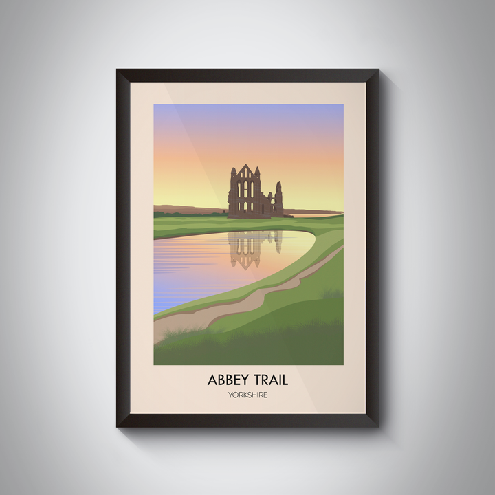 Abbey Trail Yorkshire Hiking Travel Poster