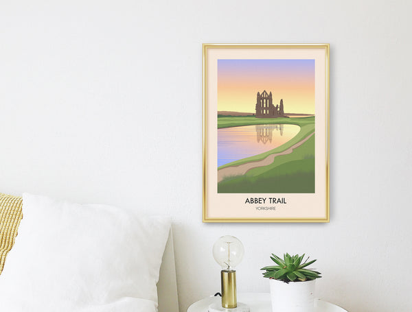 Abbey Trail Yorkshire Hiking Travel Poster