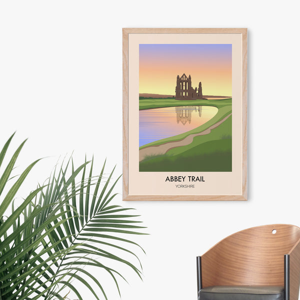 Abbey Trail Yorkshire Hiking Travel Poster
