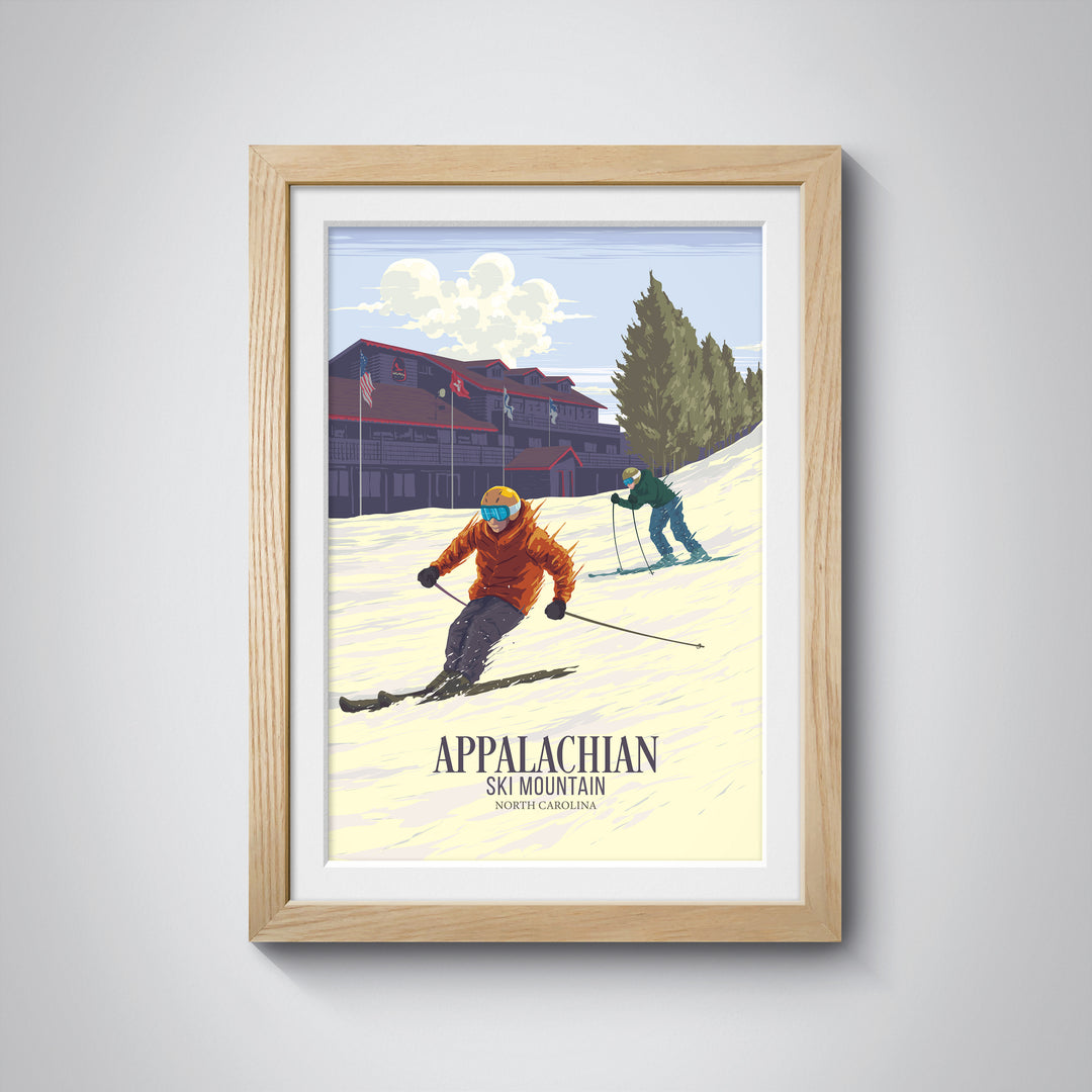 Appalachian Ski Mountain North Carolina USA Ski Resort Travel Poster