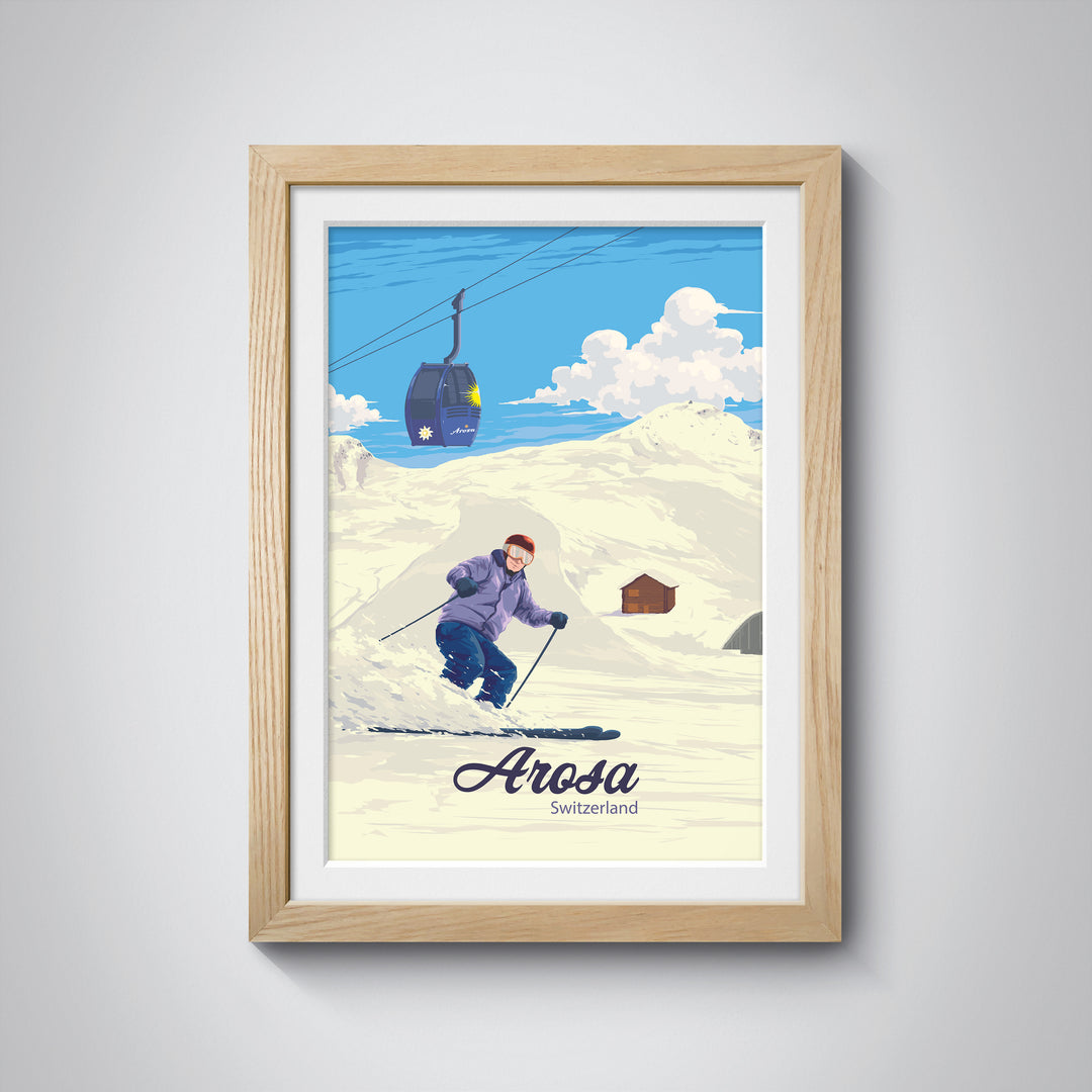 Arosa Switzerland Ski Resort Travel Poster