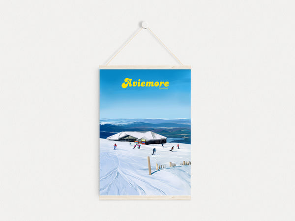 Aviemore UK Ski Resort Travel Poster