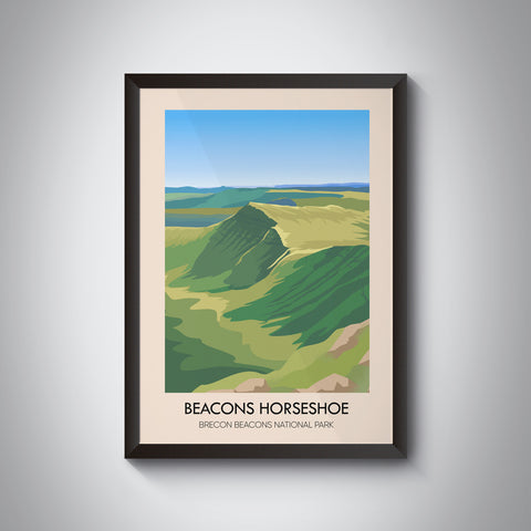 Beacons Horseshoe Brecon Beacons National Park Wales Travel Poster