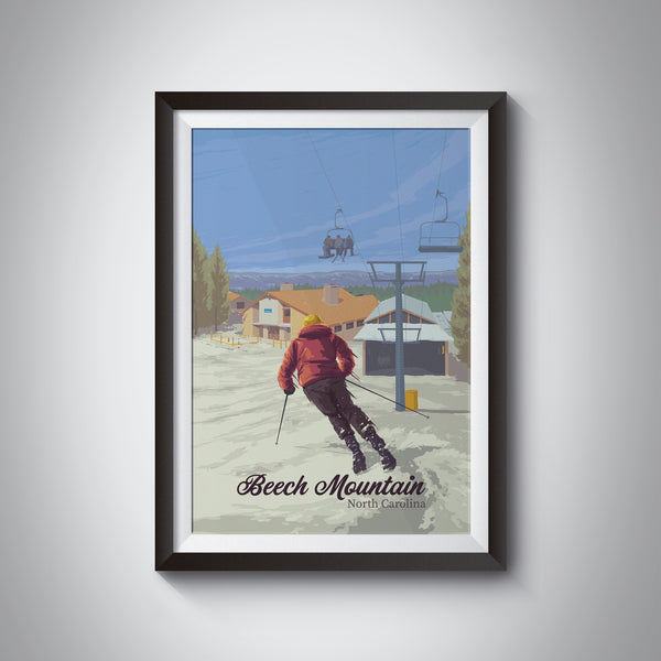 Beech Mountain North Carolina Ski Resort Travel Poster