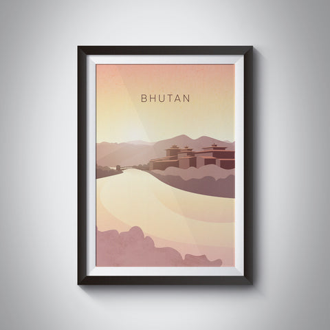 Bhutan Minimal Travel Poster