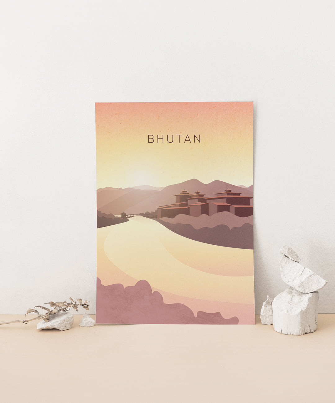 Bhutan Minimal Travel Poster