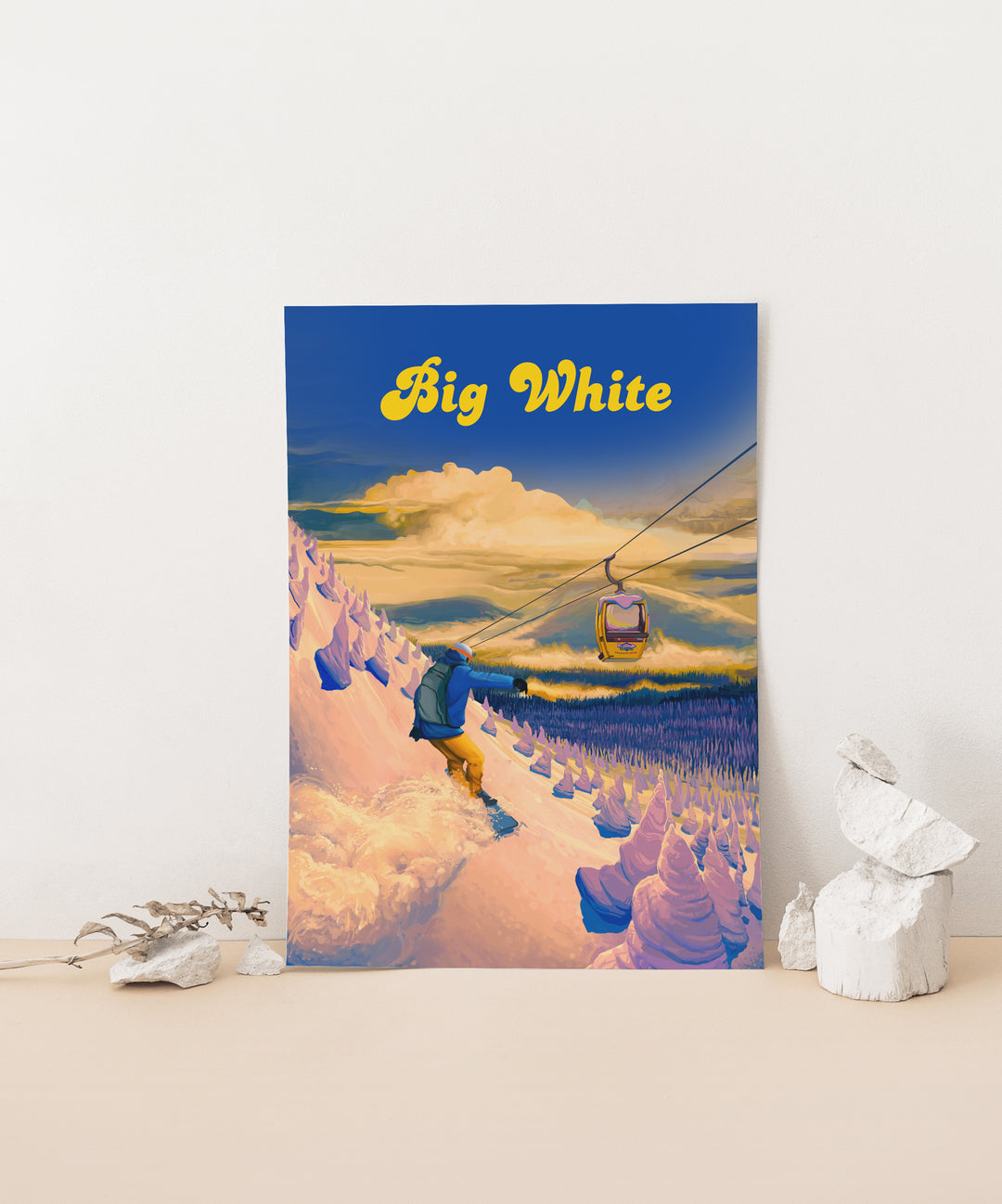 Big White Snowboarding Travel Poster