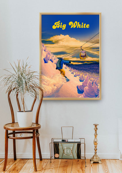 Big White Snowboarding Travel Poster