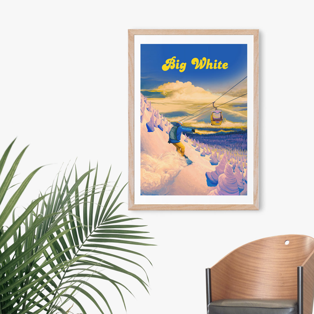 Big White Snowboarding Travel Poster