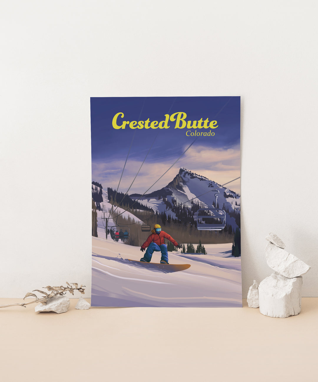 Crested Butte Colorado Snowboarding Travel Poster