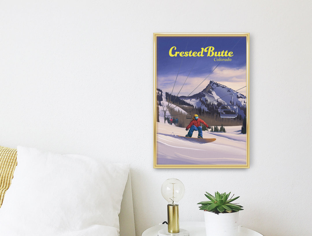 Crested Butte Colorado Snowboarding Travel Poster