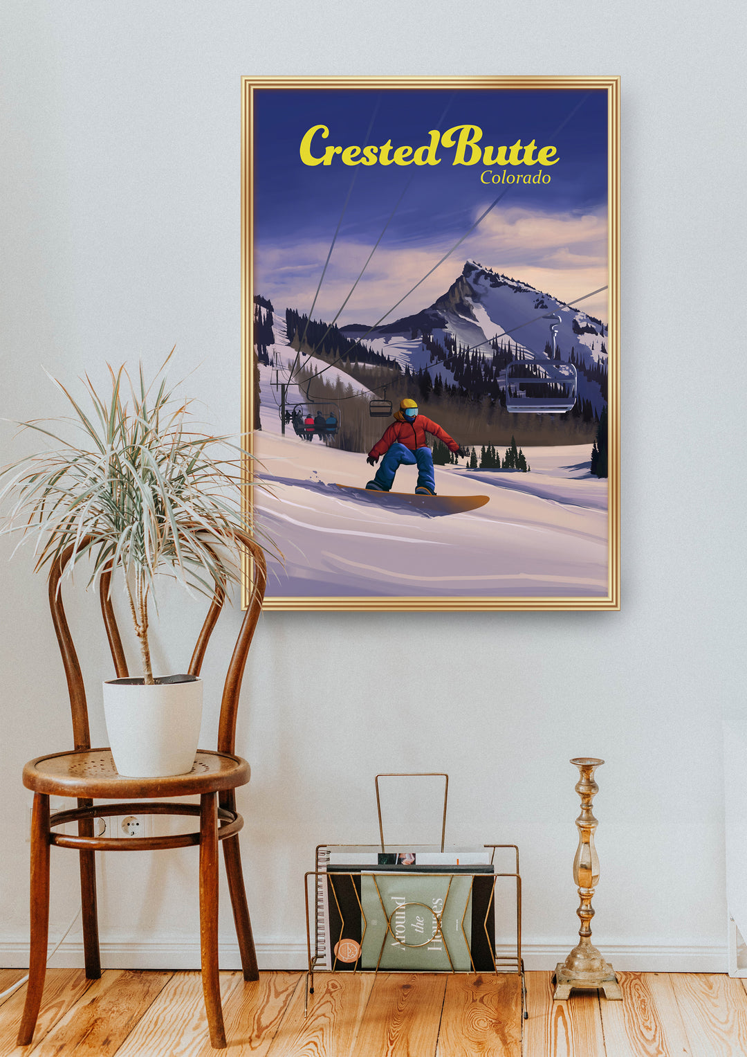 Crested Butte Colorado Snowboarding Travel Poster