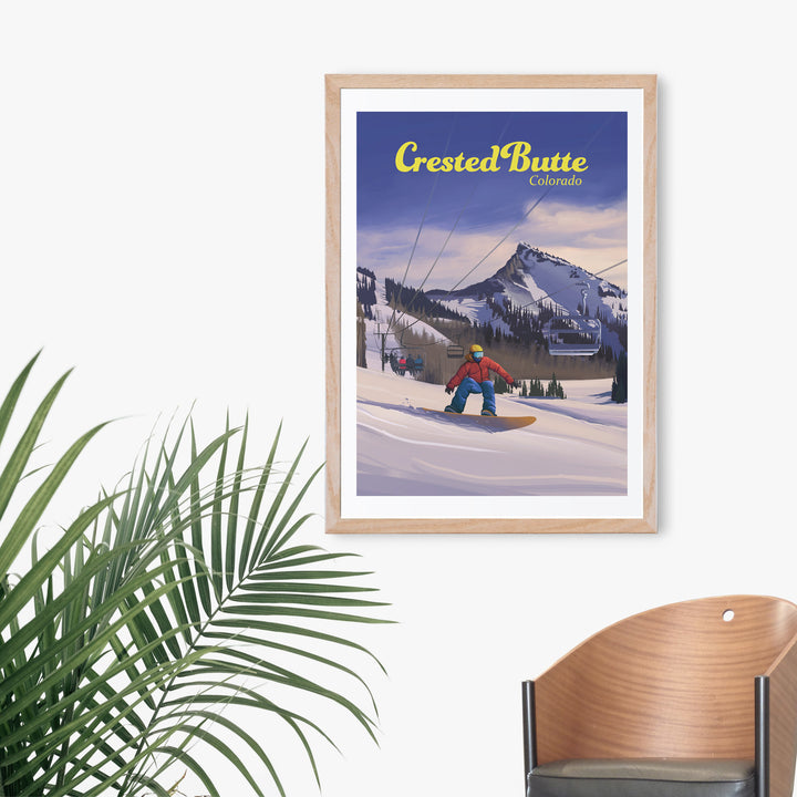 Crested Butte Colorado Snowboarding Travel Poster