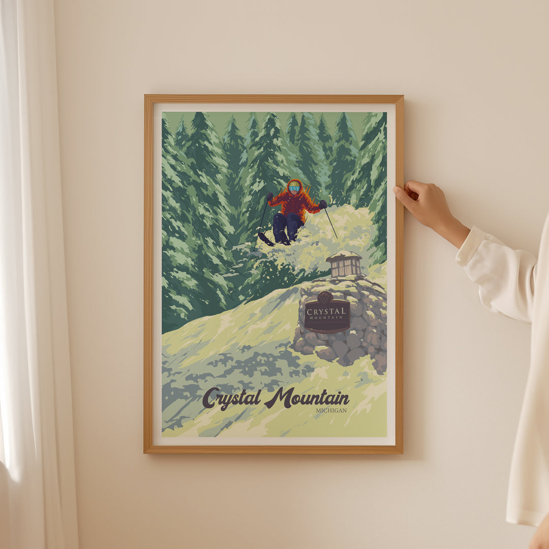 Crystal Mountain Michigan USA Ski Resort Travel Poster