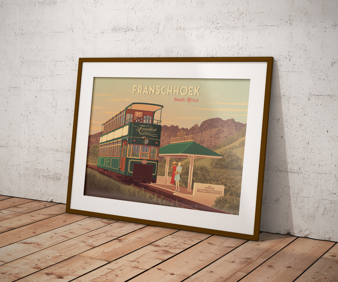 Franschhoek Wine Tram South Africa Travel Poster