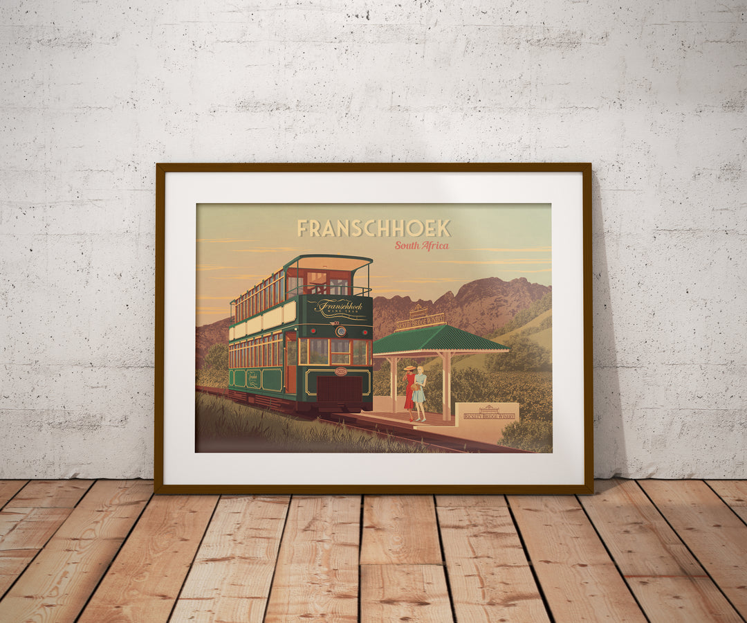 Franschhoek Wine Tram South Africa Travel Poster