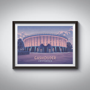 Gashouder Amsterdam Travel Poster