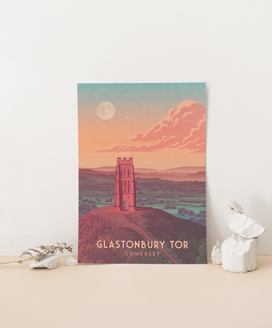 Glastonbury Tor Travel Poster