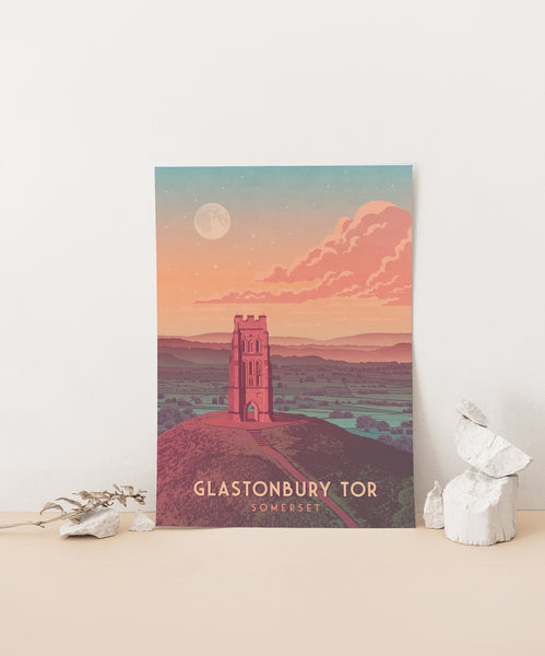 Glastonbury Tor Travel Poster