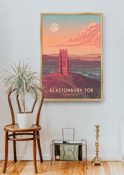 Glastonbury Tor Travel Poster