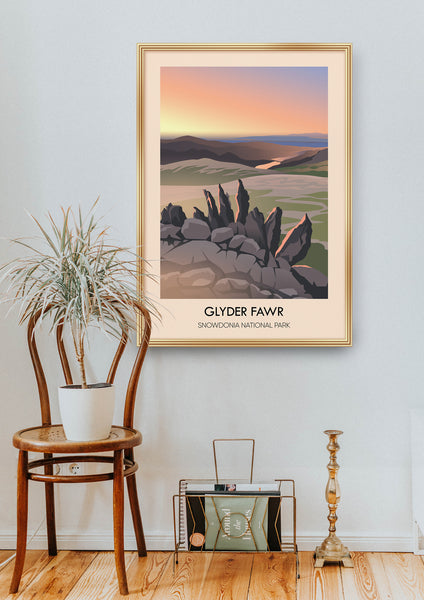 Glyder Fawr Snowdonia National Park Travel Poster