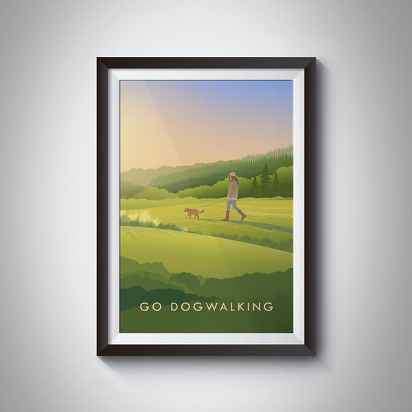 Go Dog Walking Travel Poster