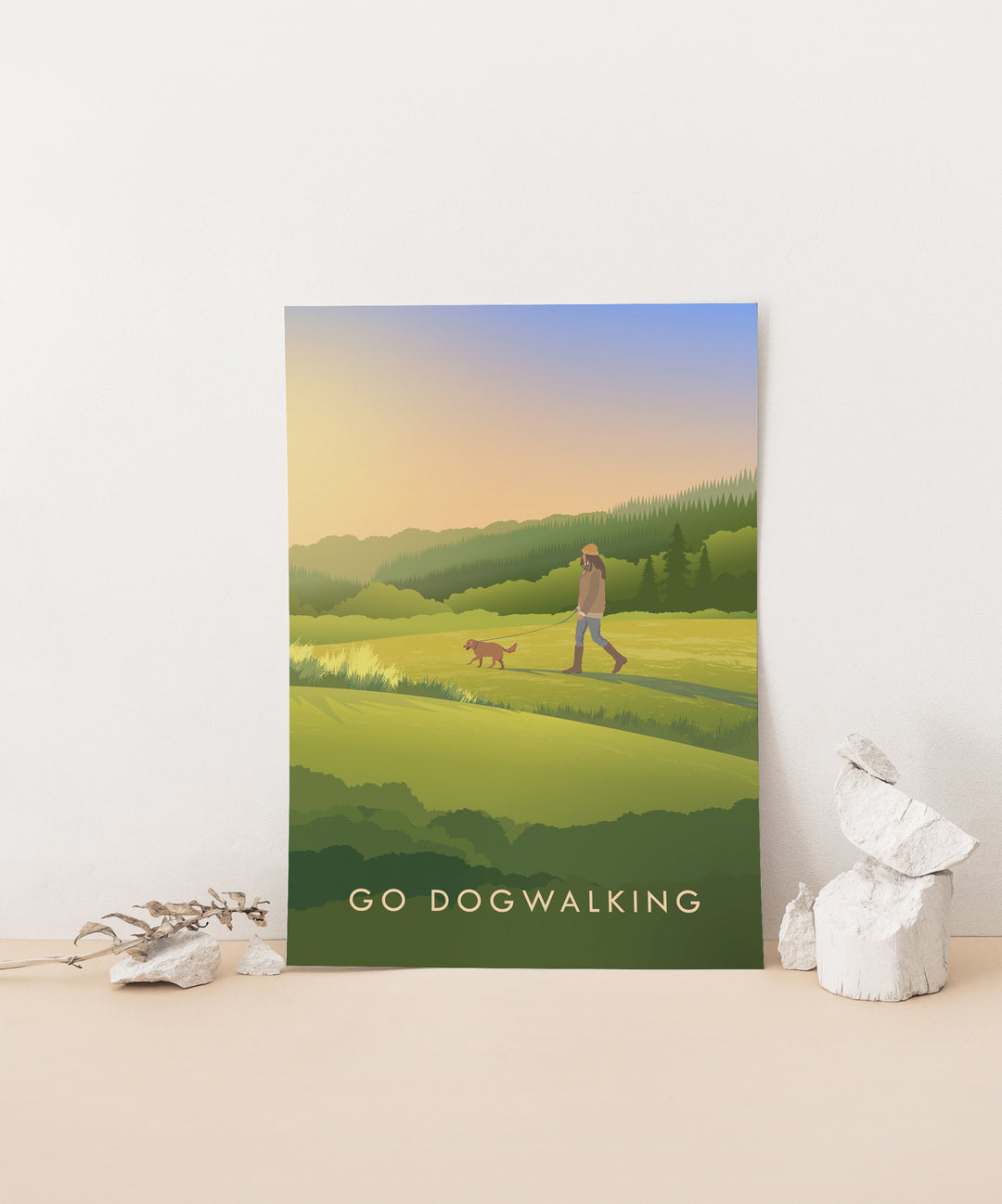 Go Dog Walking Travel Poster