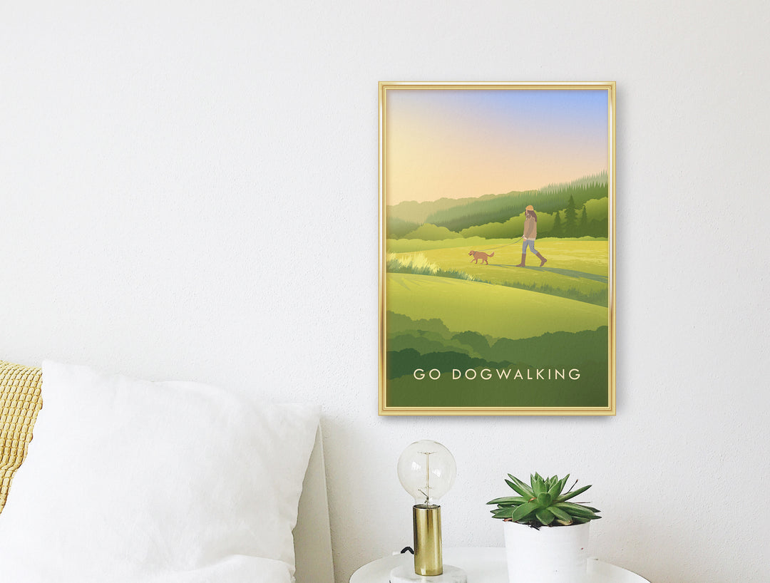 Go Dog Walking Travel Poster