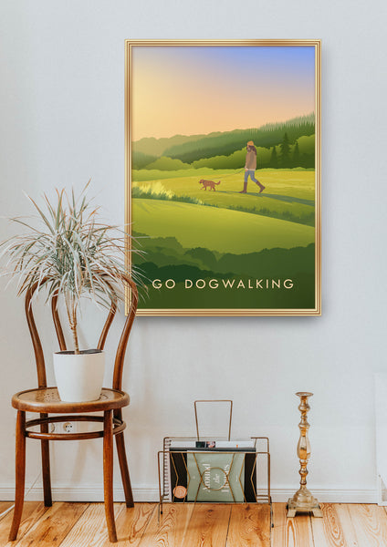 Go Dog Walking Travel Poster