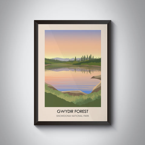 Gwydir Forest Snowdonia Travel Poster