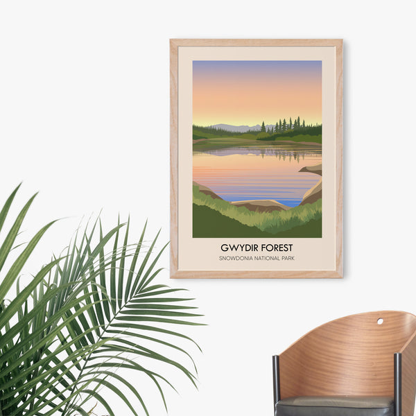 Gwydir Forest Snowdonia Travel Poster