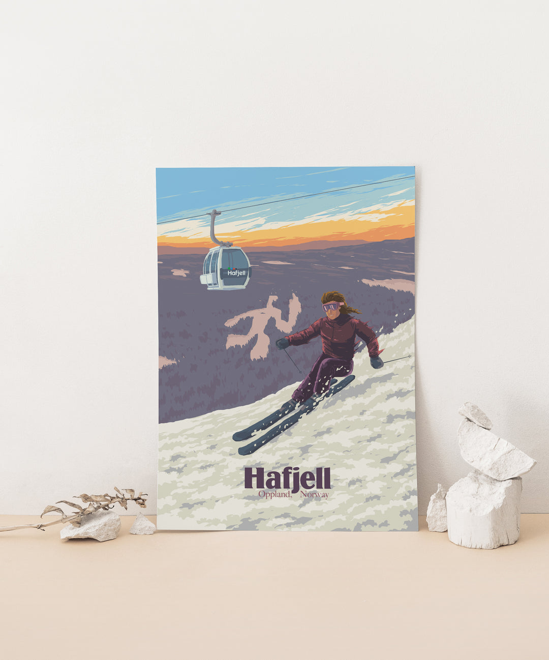 Hafjell Ski Resort Norway Travel Poster