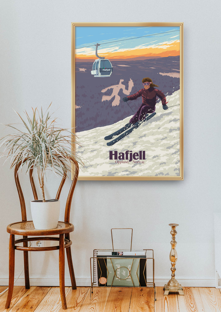 Hafjell Ski Resort Norway Travel Poster