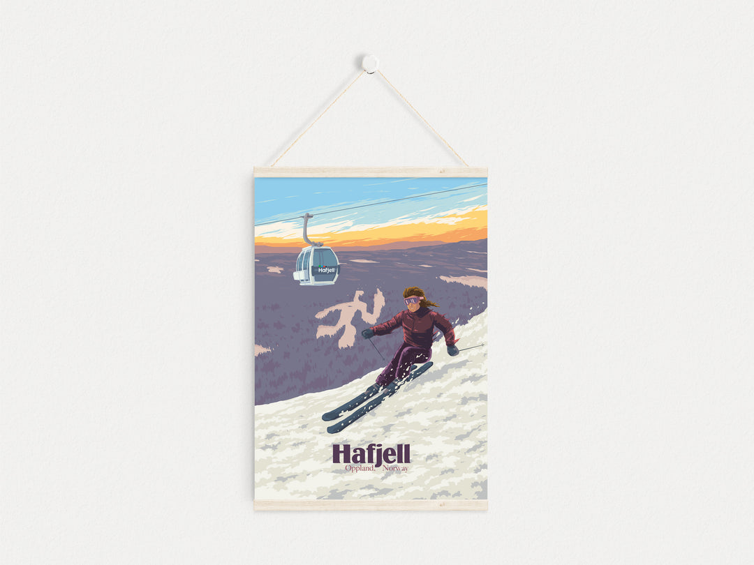 Hafjell Ski Resort Norway Travel Poster