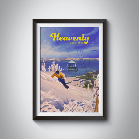 Heavenly Snowboarding Travel Poster