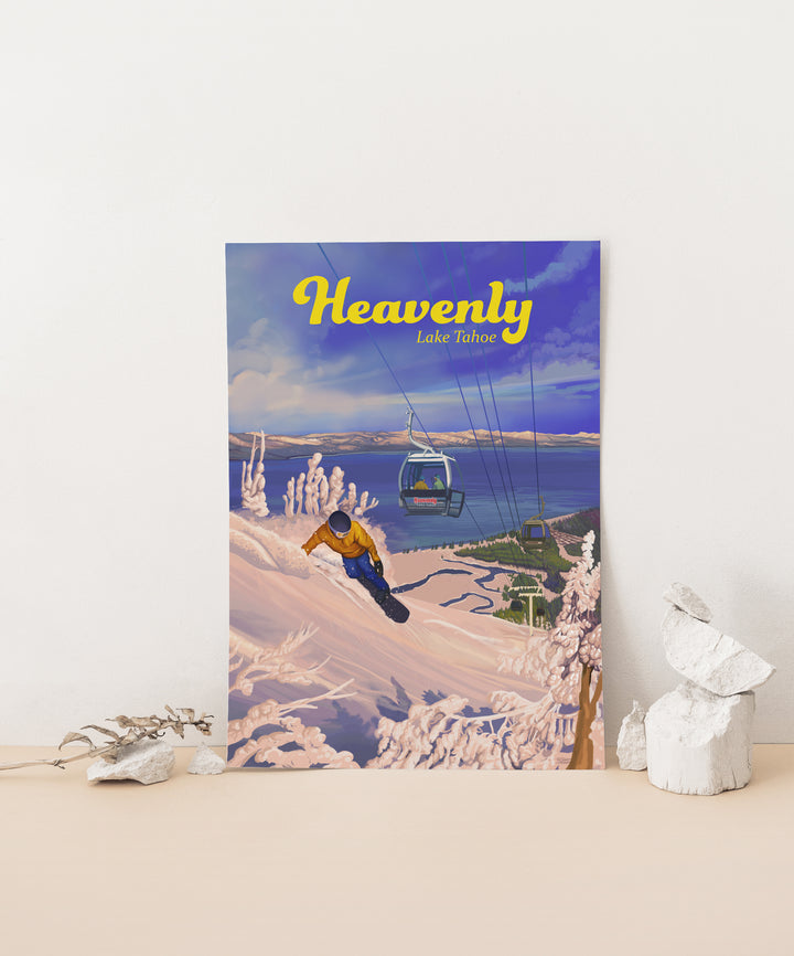 Heavenly Snowboarding Travel Poster