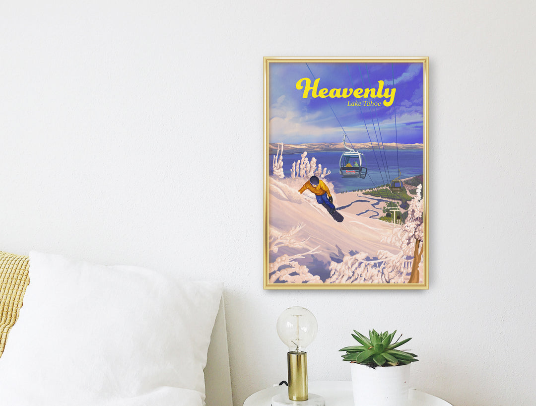 Heavenly Snowboarding Travel Poster