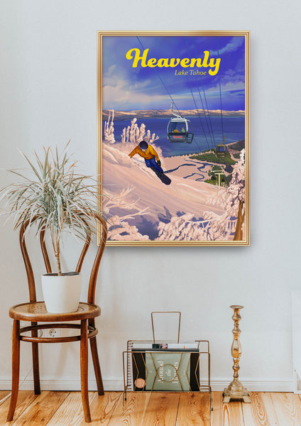 Heavenly Snowboarding Travel Poster