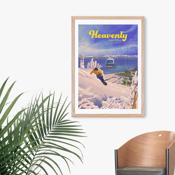 Heavenly Snowboarding Travel Poster