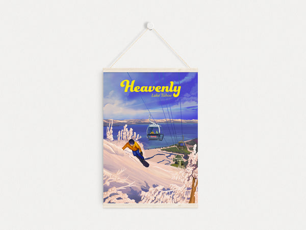 Heavenly Snowboarding Travel Poster