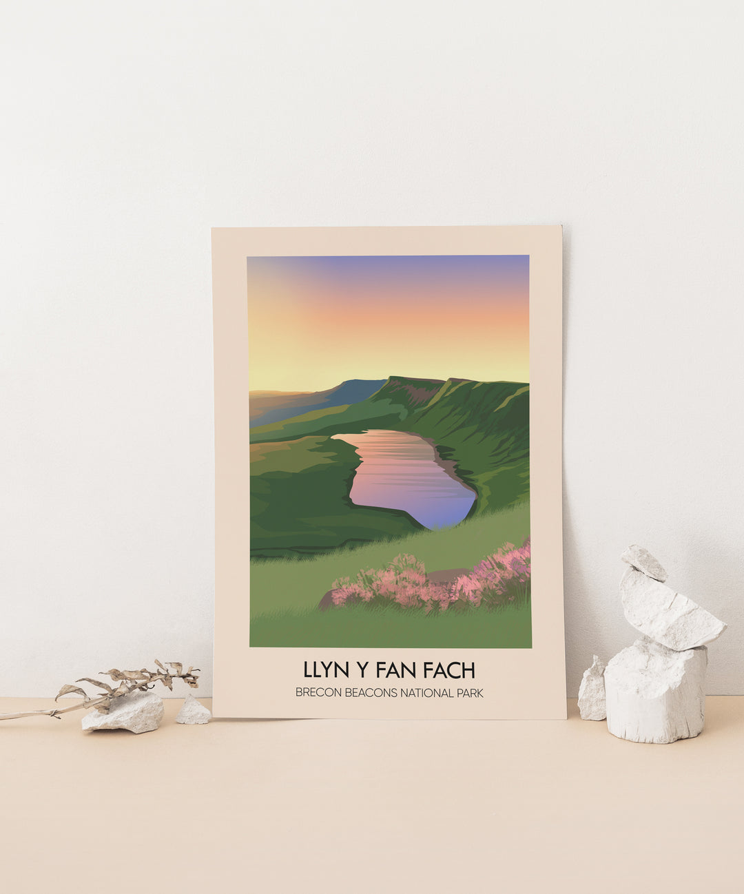 Llyn y Fan Fach Brecon Beacons National Park Wales Travel Poster