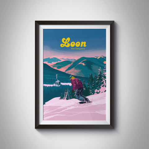 Loon Mountain Ski Resort New Hampshire Snowboarding Travel Poster