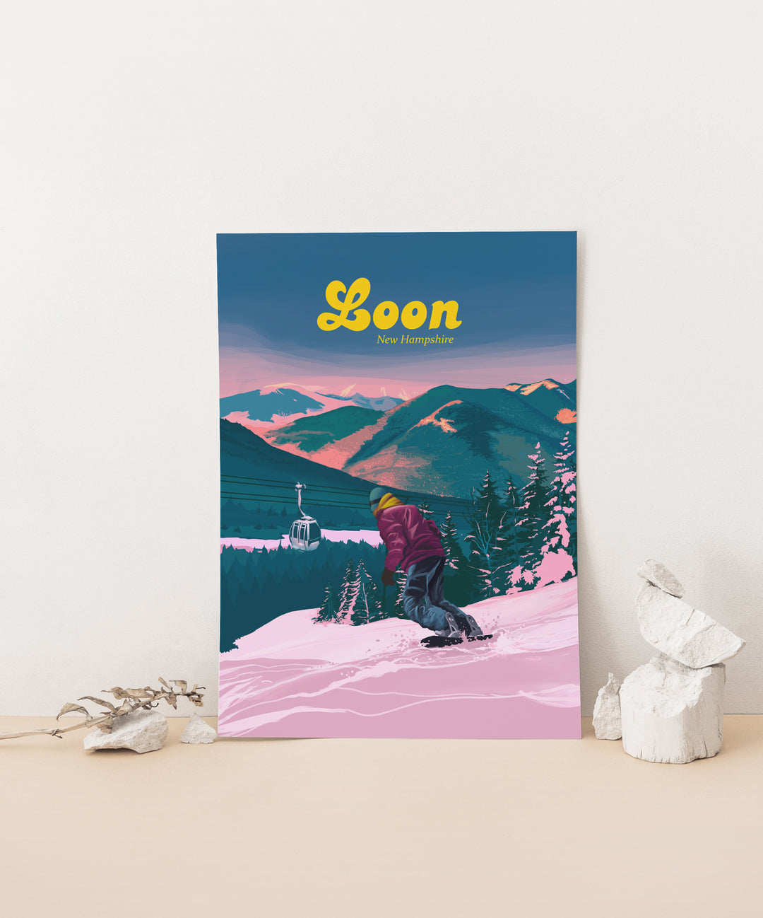 Loon Mountain Ski Resort New Hampshire Snowboarding Travel Poster