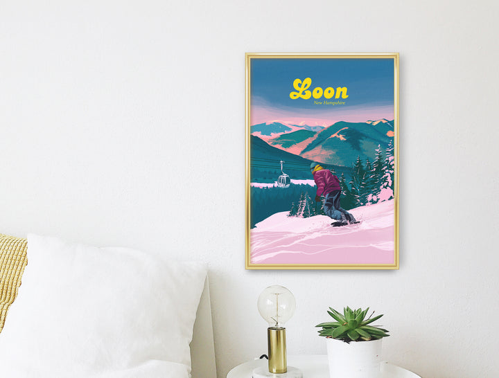 Loon Mountain Ski Resort New Hampshire Snowboarding Travel Poster