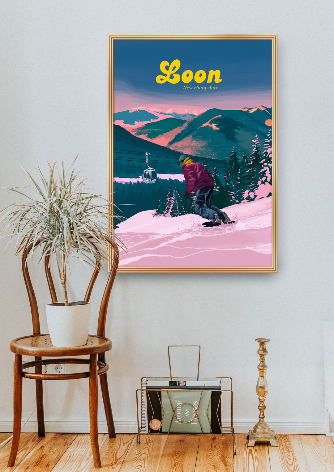 Loon Mountain Ski Resort New Hampshire Snowboarding Travel Poster